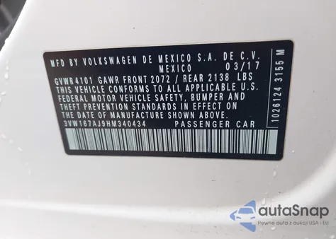 2017 Volkswagen Jetta 1.4T S from USA, damaged, VIN 3VW167AJ9HM340434